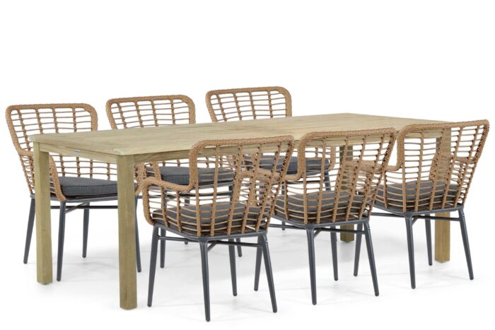 De Laan Projects Laan Toledo/Weston 210 cm dining tuinset 7-delig – Taupe-naturel-bruin