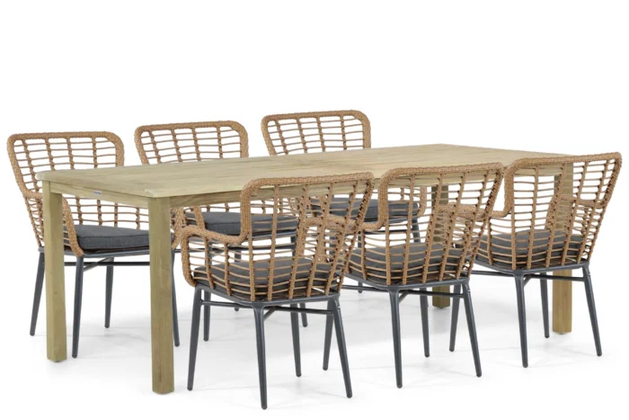 De Laan Projects Laan Toledo/Weston 210 cm dining tuinset 7-delig - Taupe-naturel-bruin
