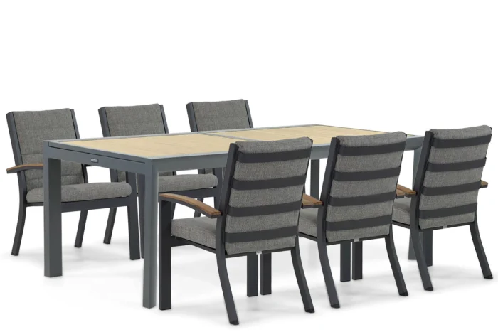 Osmen Midura/Rosarno 214/273 cm dining tuinset 7-delig - Grijs-antraciet