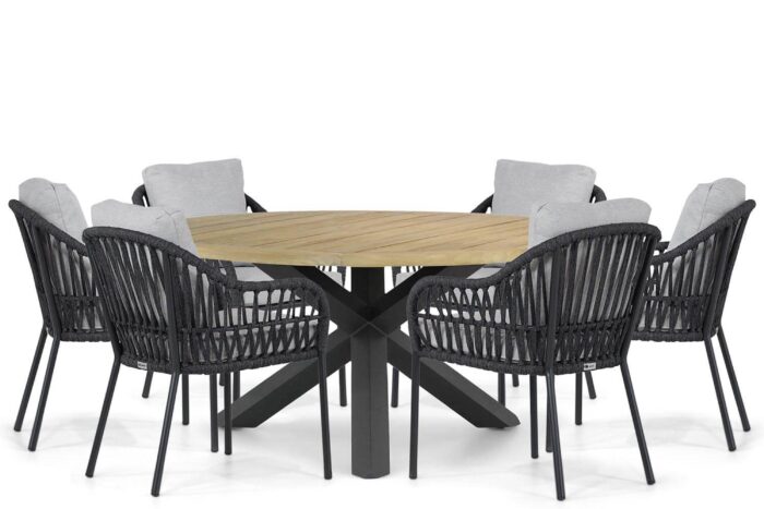 Coco Puerto/Rockville 160 cm dining tuinset 7-delig – Grijs-antraciet