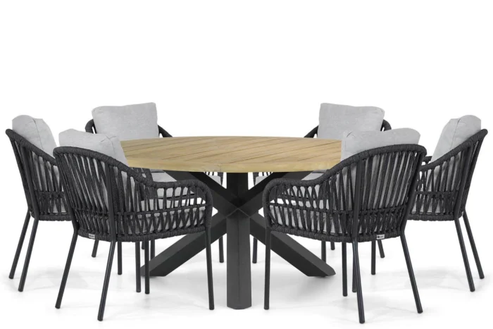 Coco Puerto/Rockville 160 cm dining tuinset 7-delig - Grijs-antraciet