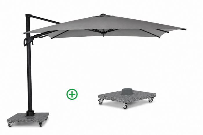 Santika Furniture Belize Deluxe parasol 300 x 300cm antraciet (incl. voet) – Grijs-antraciet