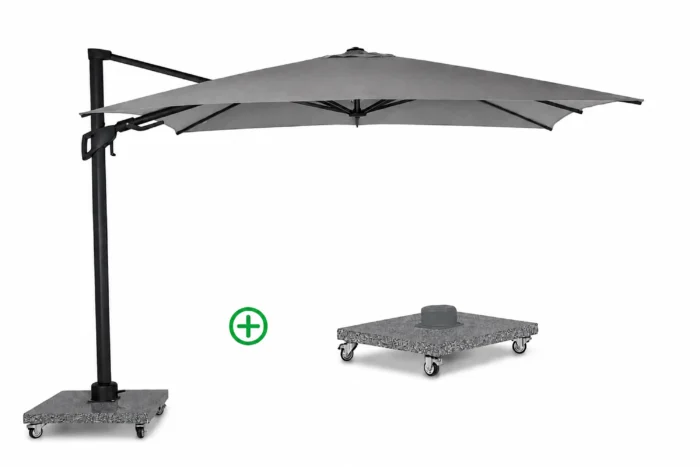 Santika Furniture Belize Deluxe parasol 300 x 300cm antraciet (incl. voet) - Grijs-antraciet