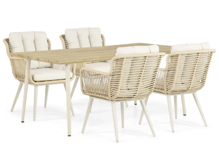 Coco Custa/Montana 180 cm dining tuinset 5-delig – Taupe-naturel-bruin