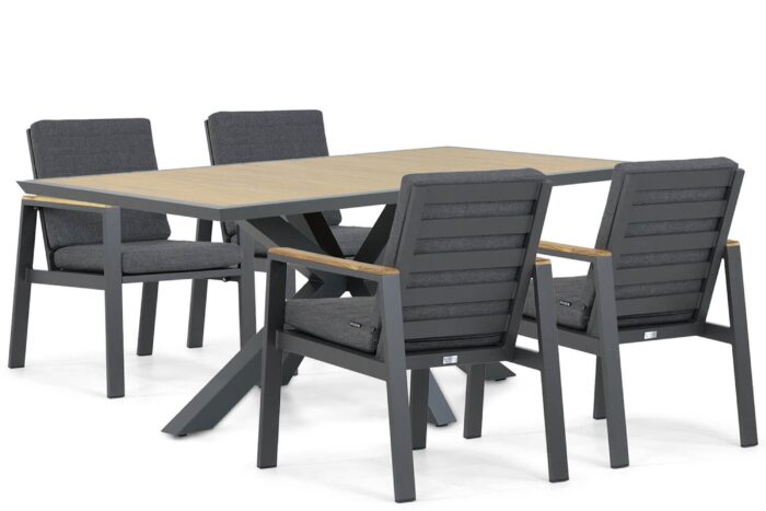 Lifestyle Garden Furniture Marietta/Palermo 181 cm dining tuinset 5-delig – Grijs-antraciet