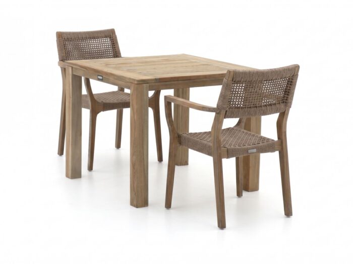 ROUGH Furniture ROUGH-L Rope/ROUGH-S 90cm dining tuinset 3-delig stapelbaar Laagste prijsgarantie! – Grijs
