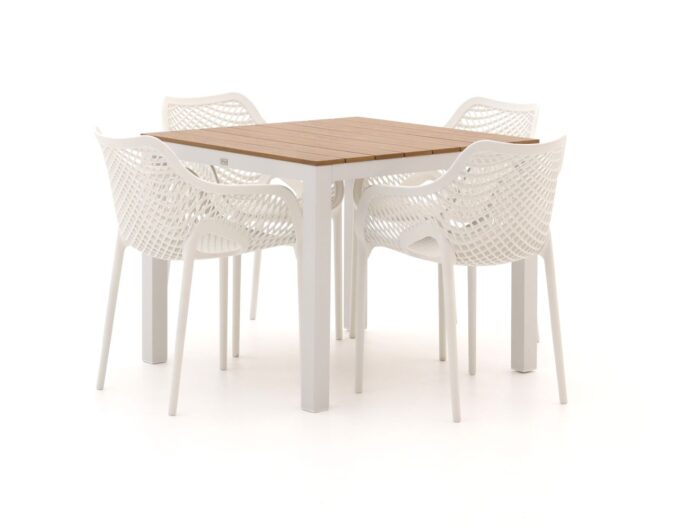 Forza Furniture Forza Ripi/Fidenza 90cm dining tuinset 5-delig stapelbaar Laagste prijsgarantie! – Wit