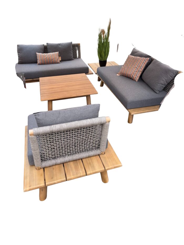 Driesprong collection Lunar loungeset acacia white wash/rope dark grey/mystic grey – grijs;wit