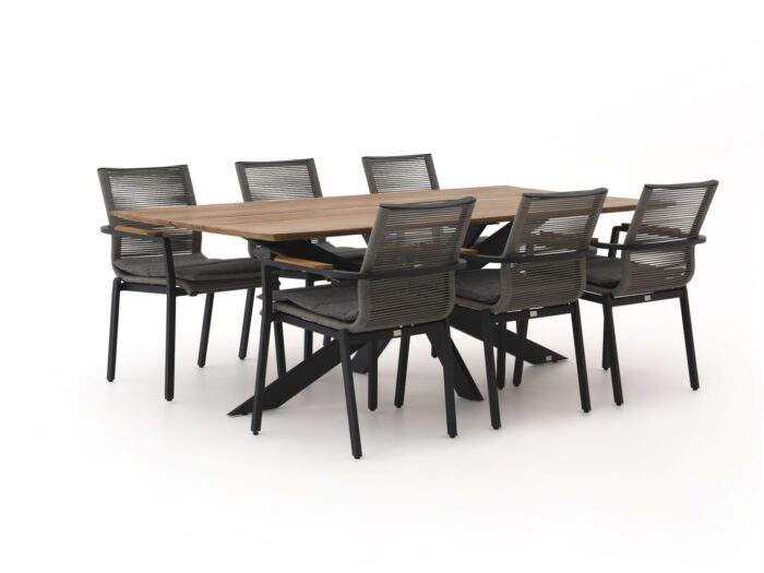 Bellagio tuinmeubelen Marudo/Furato 220cm dining tuinset 7-delig stapelbaar – Bruin