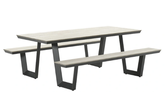 Garden impressions Bell picknick set 280x178x75 cm carbon black/light teak VW – bruin;zwart