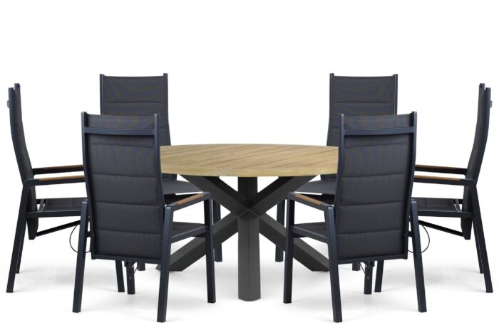 Lifestyle Garden Furniture Essence/Rockville 160 cm dining tuinset 7-delig – Grijs-antraciet