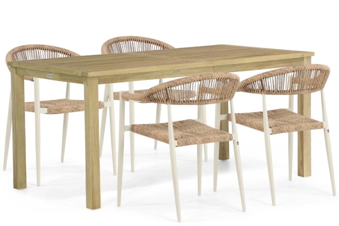 De Laan Projects Laan Granada/Weston 160 cm dining tuinset 5-delig – Taupe-naturel-bruin