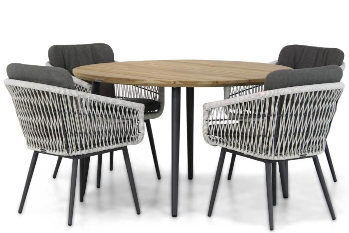 Lifestyle Garden Furniture Western/Montana 130 cm rond dining tuinset 5-delig – Wit