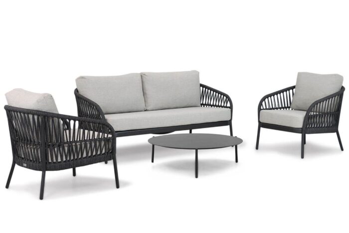 Coco Puerto/Pacific 100 cm stoel-bank loungeset 4-delig – Grijs-antraciet