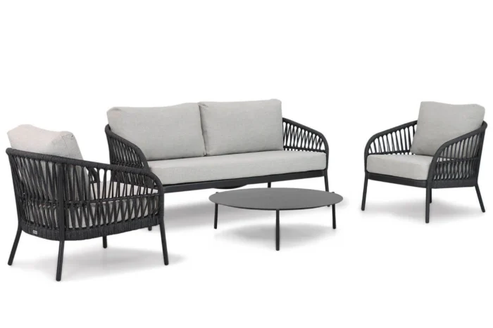 Coco Puerto/Pacific 100 cm stoel-bank loungeset 4-delig - Grijs-antraciet