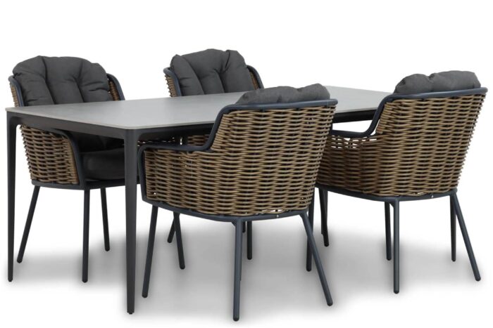 Santika Furniture Fasano/Gianna 180 cm dining tuinset 5-delig – Grijs-antraciet