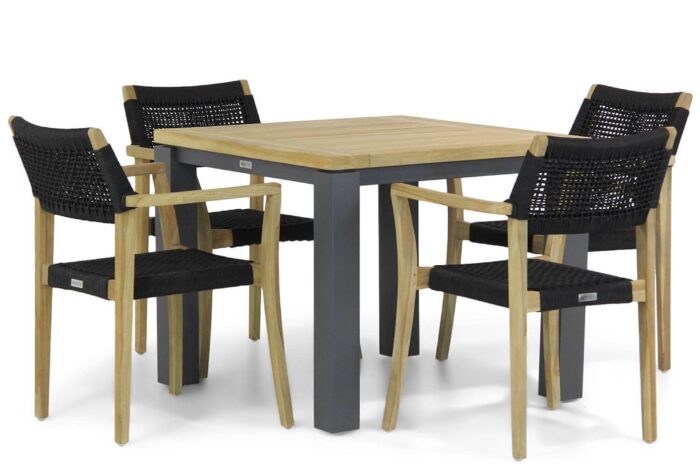 Lifestyle Garden Furniture Dallas/Veneto 90 cm dining tuinset 5-delig – Zwart