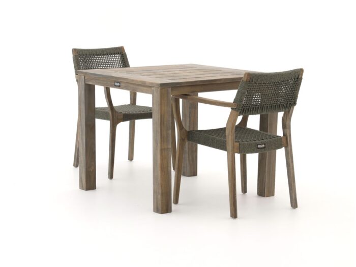 ROUGH Furniture ROUGH-L Rope/ROUGH-S 90cm dining tuinset 3-delig stapelbaar Laagste prijsgarantie! – Bruin