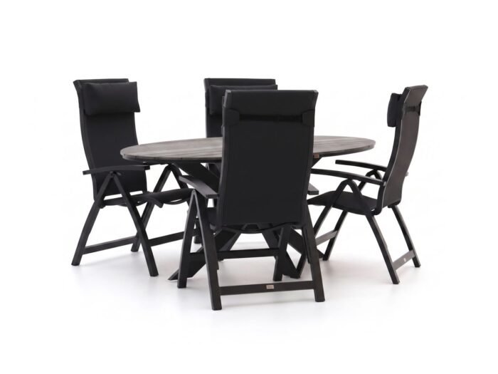 Bellagio tuinmeubelen Bellagio Fermo/Fidenza ovaal 180cm dining tuinset 5-delig verstelbaar Laagste prijsgarantie! – Grijs