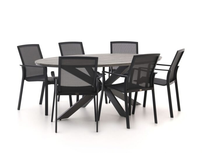 Bellagio tuinmeubelen Bellagio Dranera/Fidenza ovaal 220cm dining tuinset 7-delig stapelbaar Laagste prijsgarantie! – Grijs