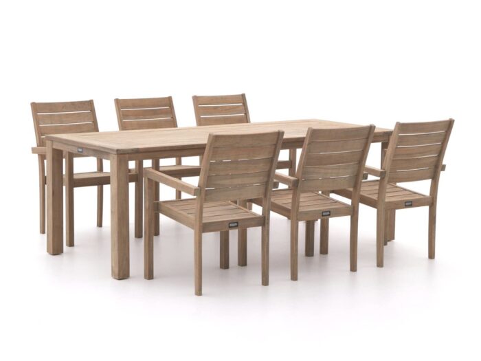 ROUGH Furniture ROUGH-S 220cm dining tuinset 7-delig stapelbaar Laagste prijsgarantie! – Bruin
