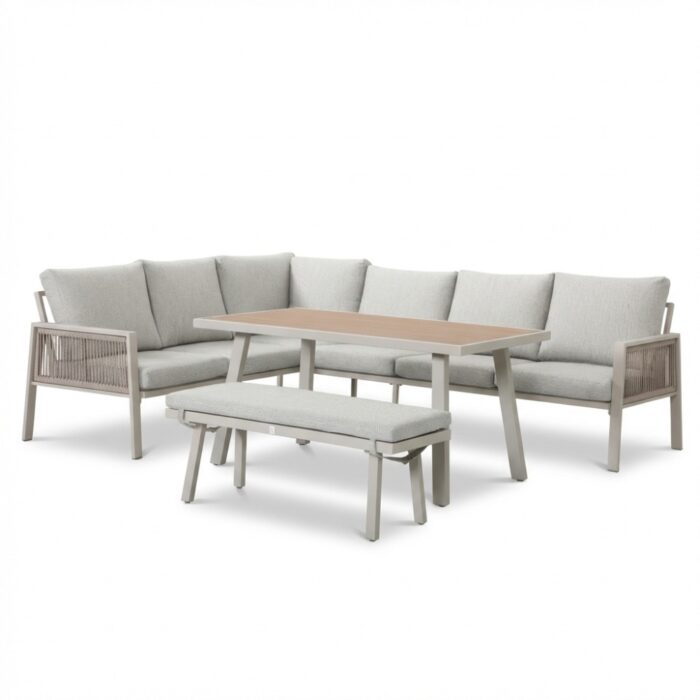 LUX outdoor living Palma dining loungeset 8 personen | aluminium + touw | beige | 4-delig 255x195cm