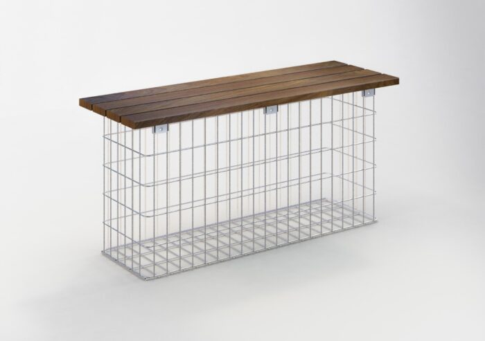 Gabiona Deutschland Tuinbank 102 x 50 x 32 cm CUMARU MW 5 x 10 cm, thermisch verzinkt