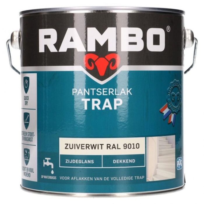 Rambo Traplak dekkend zg 9010 2,5l – wit