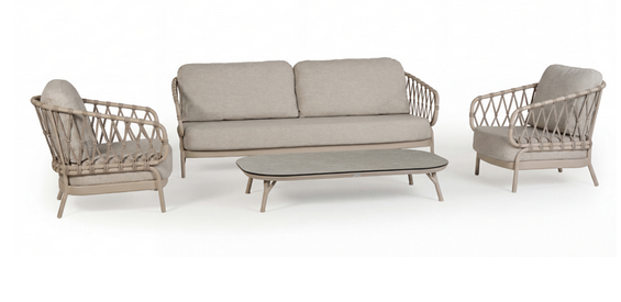 Tierra outdoor Natal loungeset champagne met Nora coffee tafel ophira 120 x 70 cm