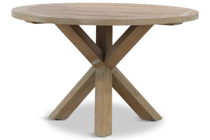 Garden Collections Sand City rond dining tuintafel 120 cm – Old teak greywash