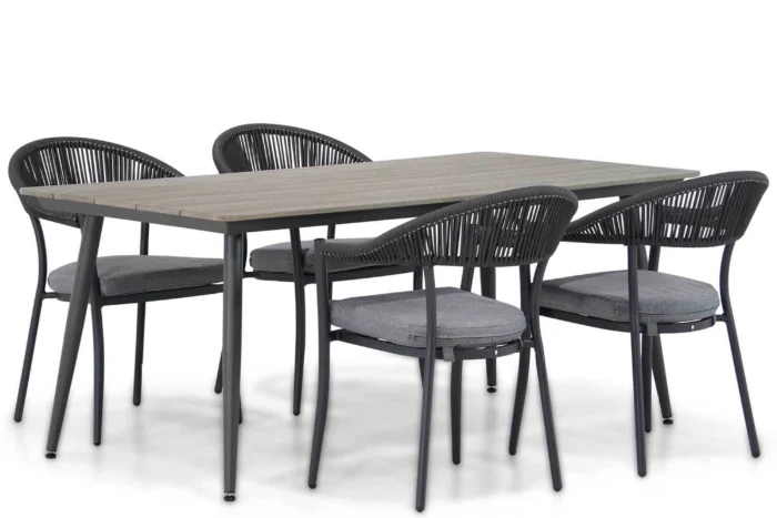 Santika Furniture Vivian/Matale 180 cm dining tuinset 5-delig - Grijs-antraciet