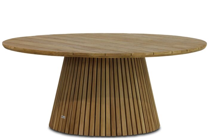 Coco Fungo dining tuintafel 180 cm Ø – Old teak greywash