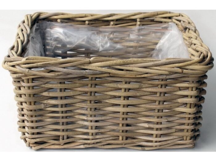 Van der leeden Bloembak Bak Rotan Antique Grijs 40X40H20 cm