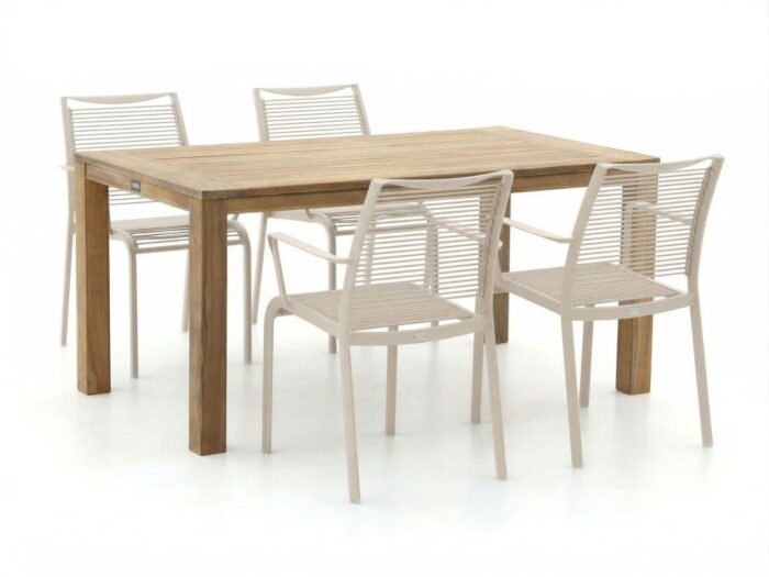 Apple Bee Hawaii/ROUGH-S 160cm dining tuinset 5-delig stapelbaar - Bruin