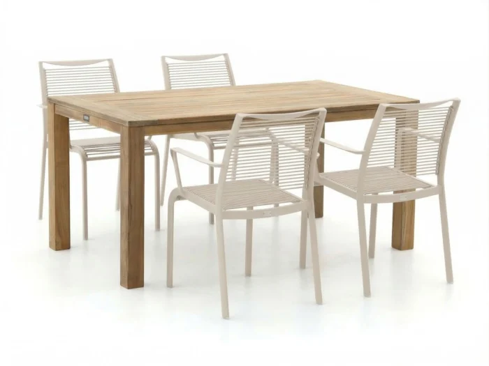 Apple Bee Hawaii/ROUGH-S 160cm dining tuinset 5-delig stapelbaar - Bruin