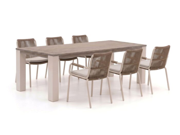 Bellagio tuinmeubelen Caronia/ROUGH-X 240cm dining tuinset 7-delig stapelbaar – Bruin
