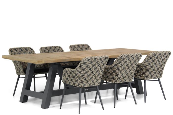Lifestyle Garden Furniture Crossway/Trente 260 cm dining tuinset 7-delig – Zwart-wit