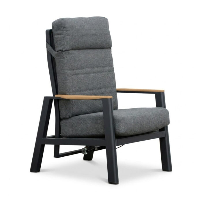 LUX outdoor living Brighton loungestoel | aluminium + teak | antraciet
