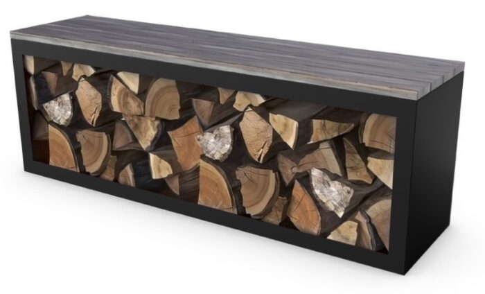 Geroba Beltza zwarte Houtopslag met bank 1500 x 385 x 500 mm – zwart