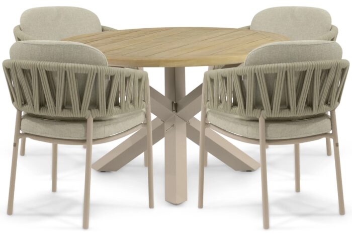 4 Seasons Outdoor Calma/Rockville 120 cm dining tuinset 5-delig – Zand/Beige