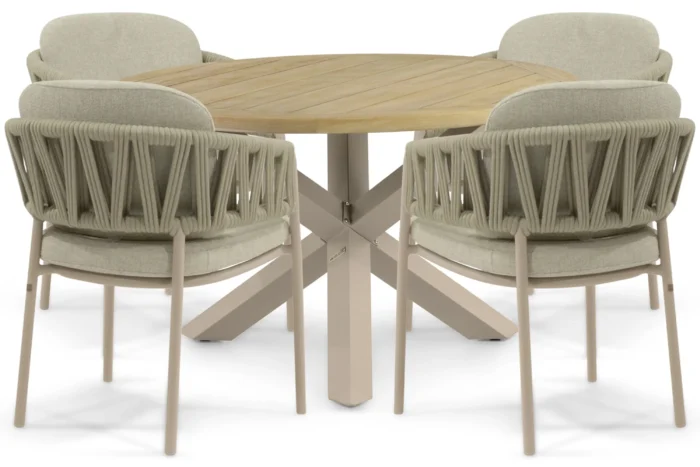4 Seasons Outdoor Calma/Rockville 120 cm dining tuinset 5-delig - Zand/Beige