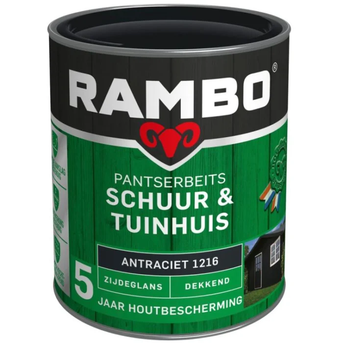 Rambo Pantserbeits schuur en tuinhuis zg dek 1216 0,75l - zwart