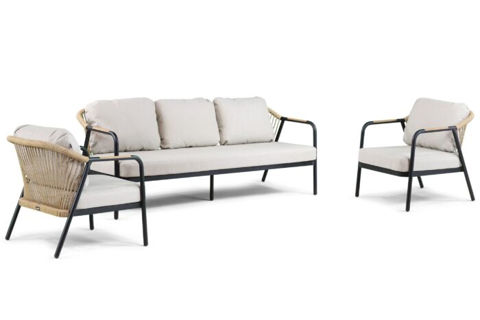 Hartman Nice stoel-bank loungeset 3-delig – Zwart
