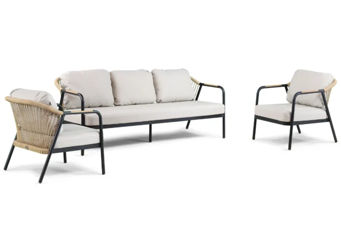 Hartman Nice stoel-bank loungeset 3-delig - Zwart