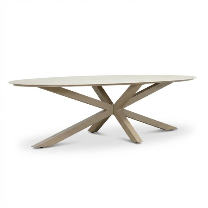 LUX outdoor living Calma dining tuintafel 8 personen | sintered stone + aluminium | Marble Latte | 280cm ovaal