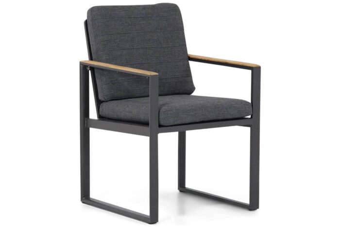 Santika Furniture Soray dining tuinstoel met teak armleuning – Grijs-antraciet