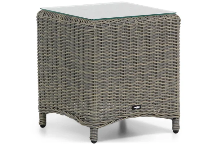 Garden Collections Chicago bijzettafel met glasplaat - Taupe-naturel-bruin