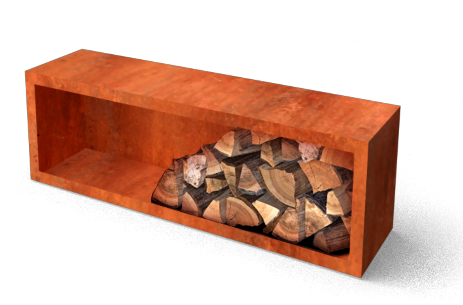 Geroba Egura Cortenstaal Houtopslag met achterwand 1500 x 385 x 500 mm – bruin