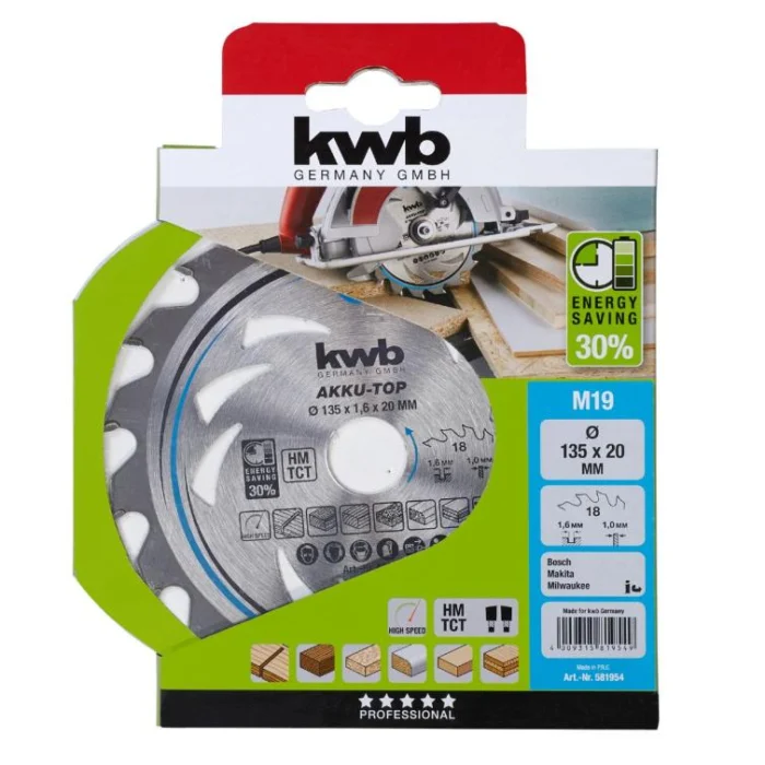 Kwb Cirkelzaagblad hm 135x20 19m