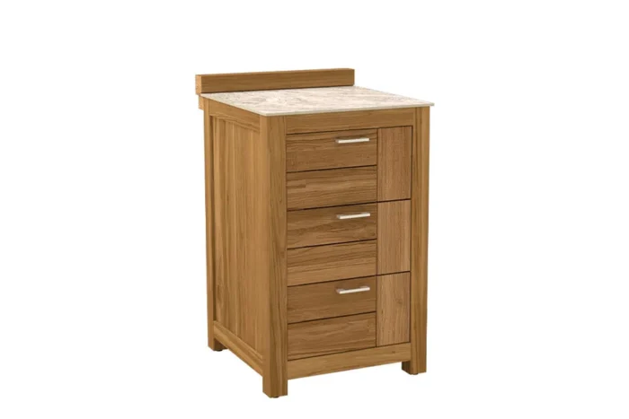 Passion Grills | Buitenkeuken Onderdeel | Milano Buitenkeukenkast 3 Lades | 58 x 63 cm | Albastro Cream